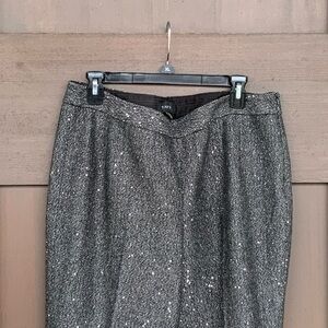 Talbots wool holiday sparkle black herringbone ankle pants size 14